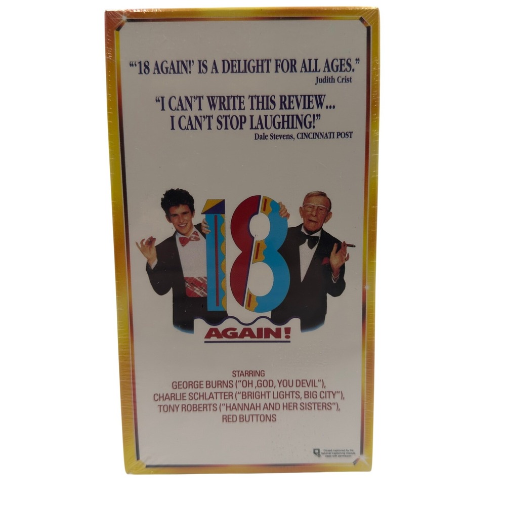 18 Again! VHS 1990 Starmaker George Burns Charlie Schlatter New Sealed 90002